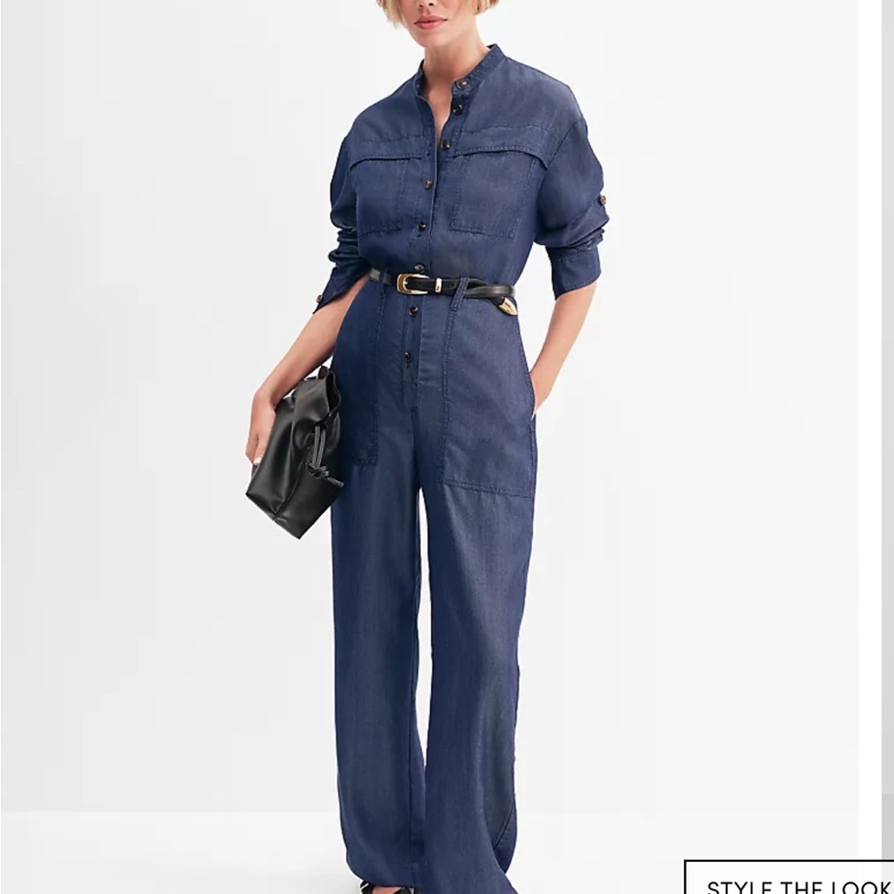 Stylish Ann Taylor Blue Denim Jumpsuit